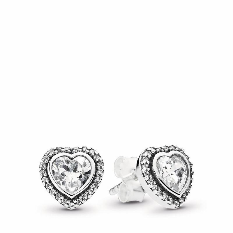 Pandora Sparkling Love Stud Earrings Ireland - Sterling Silver/Cubic Zirconia - 907143QYI